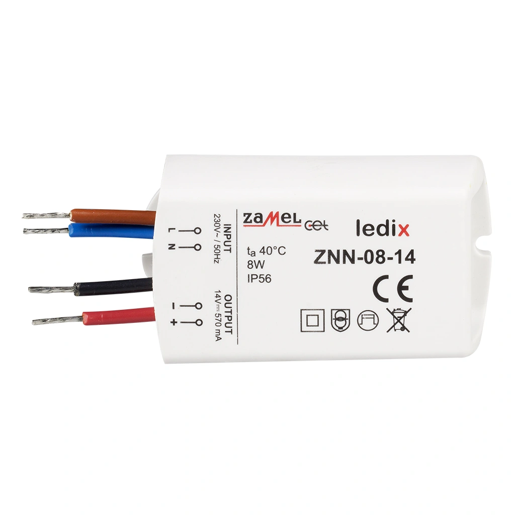 ZASILACZ LED NATYNKOWY 14V DC 8W TYP: ZNN-08-14