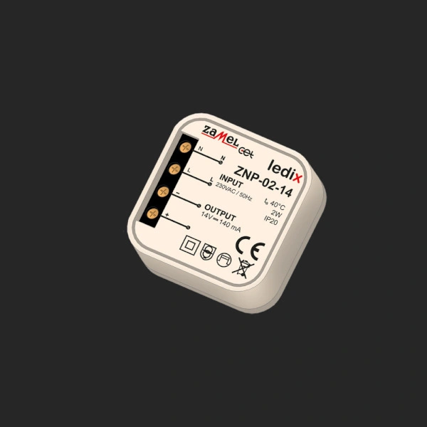 ZASILACZ LED DOPUSZKOWY 14V DC 2W TYP: ZNP-02-14