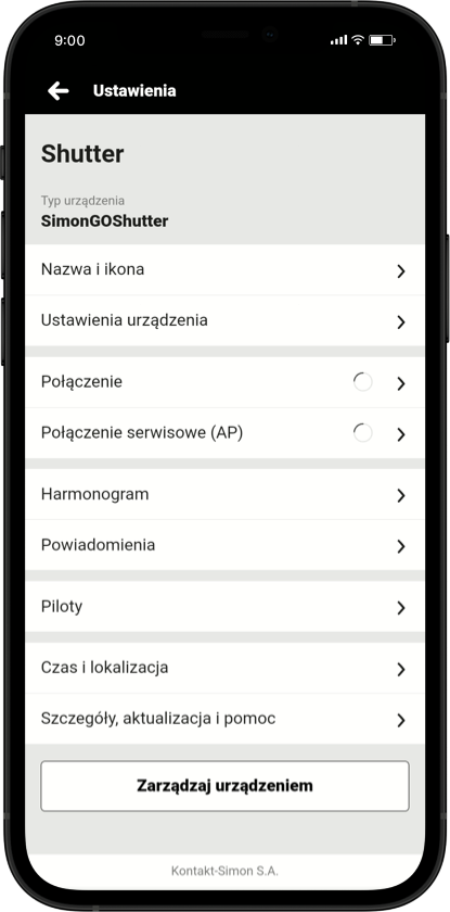 Aplikacja SimonGO – sieć WiFi